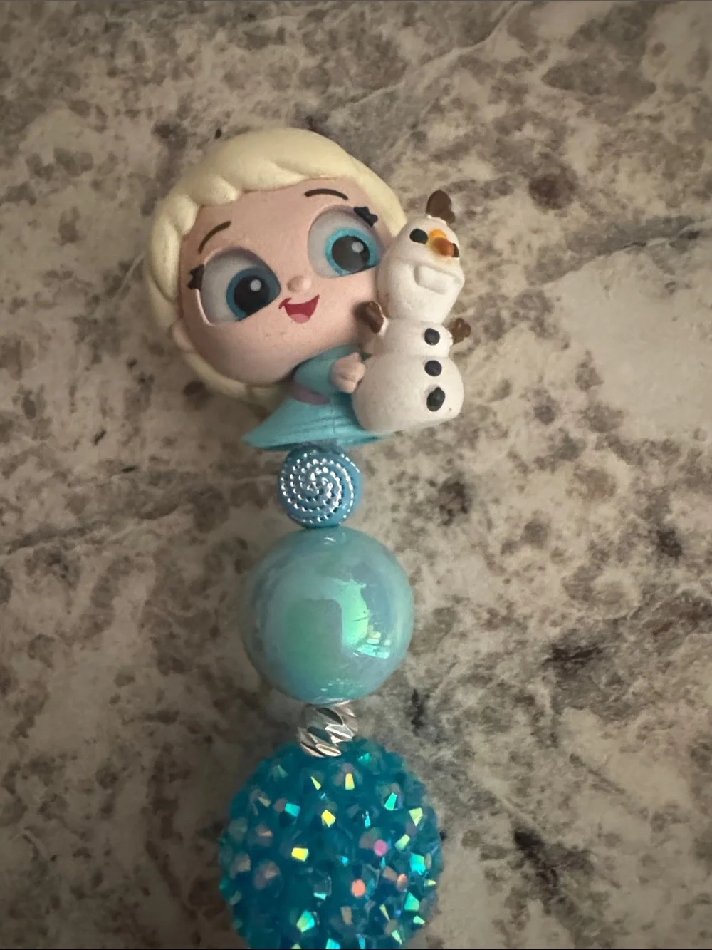 NWOT Disney Doorables Young Elsa with a tiny Olaf Beaded Pen Handmade by Me